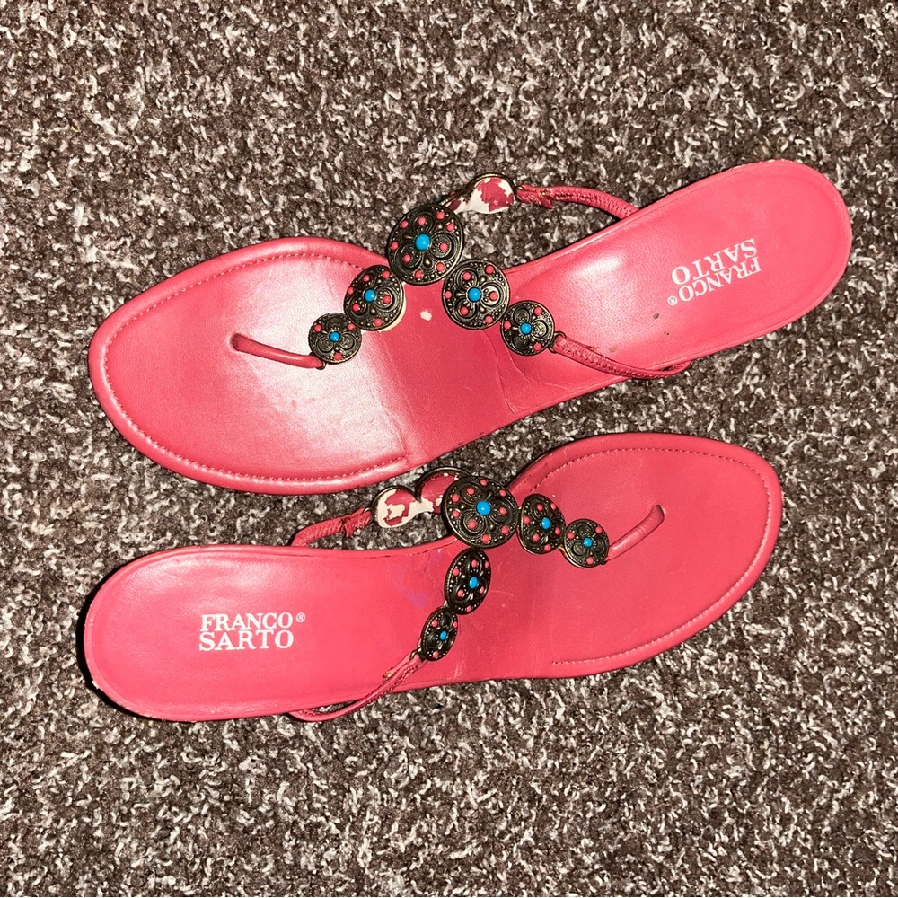 Vintage Franco Sarto Red Sandals kitten heels